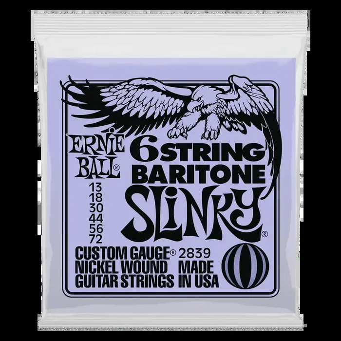 Ernie Ball 6 String Baritone Slinky Nickel Wound Electric Guitar Strings – 13-72