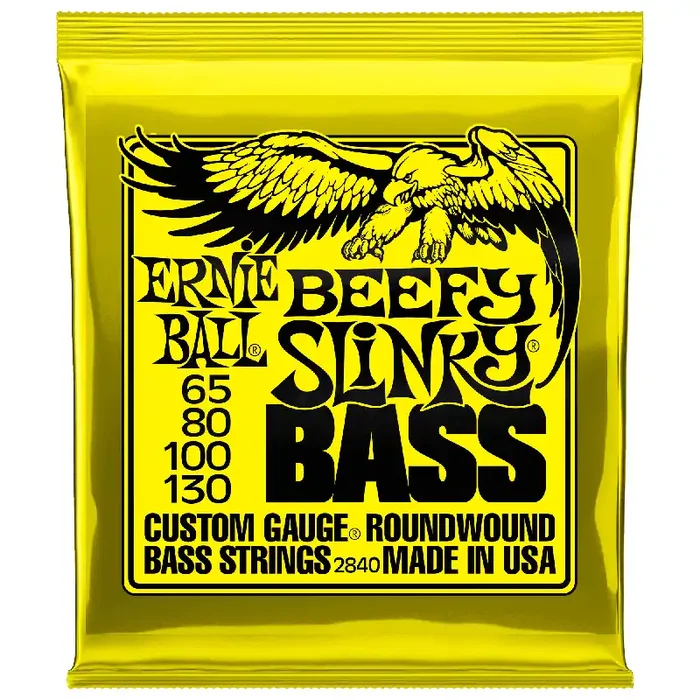 Ernie Ball Beefy Slinky Nickel Wound 65-130 Bass Guitar Strings, Long Scale