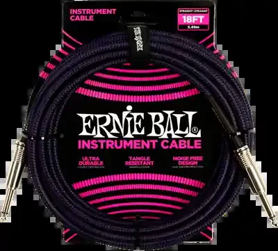 Ernie Ball Braided Instrument Cable 18ft Straight-Straight Black/Purple
