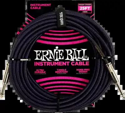 Ernie Ball Braided Instrument Cable 25ft Straight-Straight Black/Purple