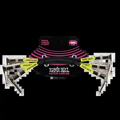 Ernie Ball Braided Instrument Patch Cable 6″ 3-pack – Black