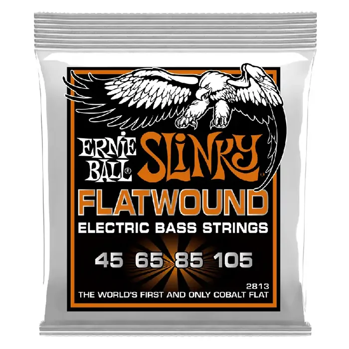 Ernie Ball Cobalt Flatwound Hybrid Slinky 45-105 Bass Guitar Strings, Long Scale