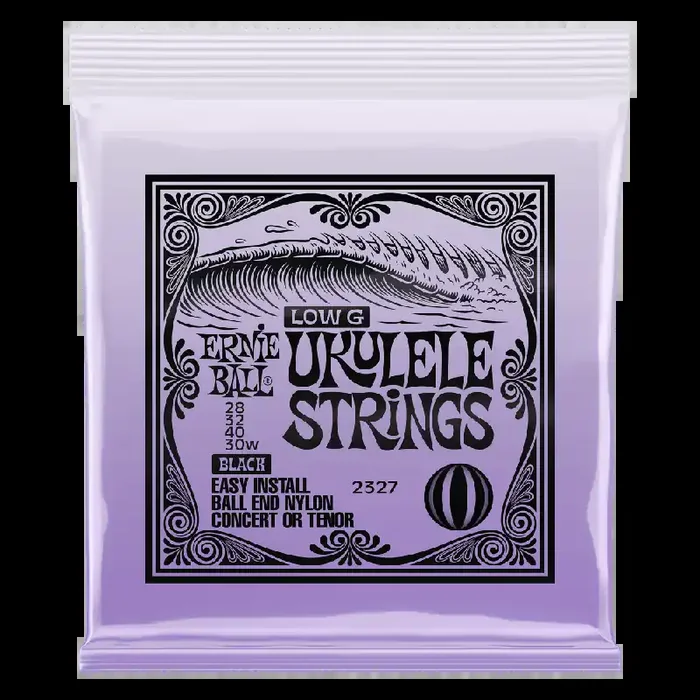 Ernie Ball Concert/Tenor (Low-G) Ukulele Strings, Black Nylon, Ball End