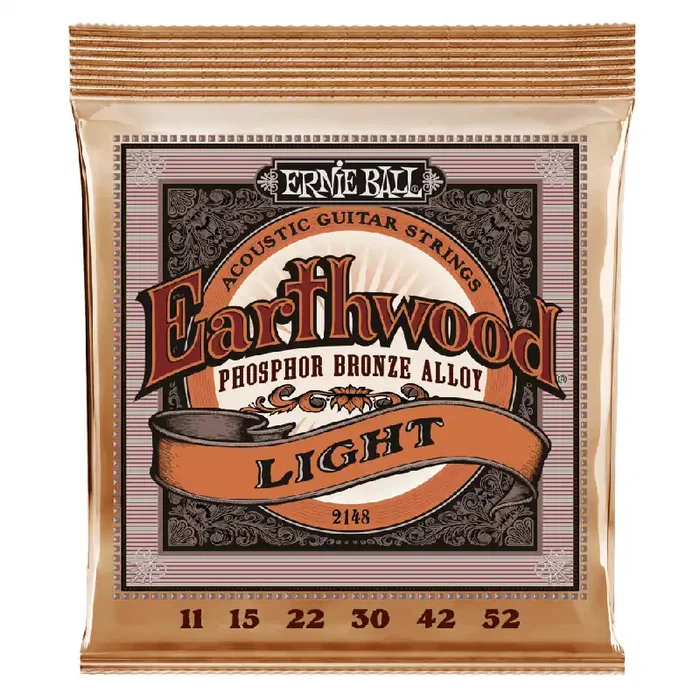 Ernie Ball Earthwood Phosphor Bronze 11-52 Acoustic Guitar Strings, Light