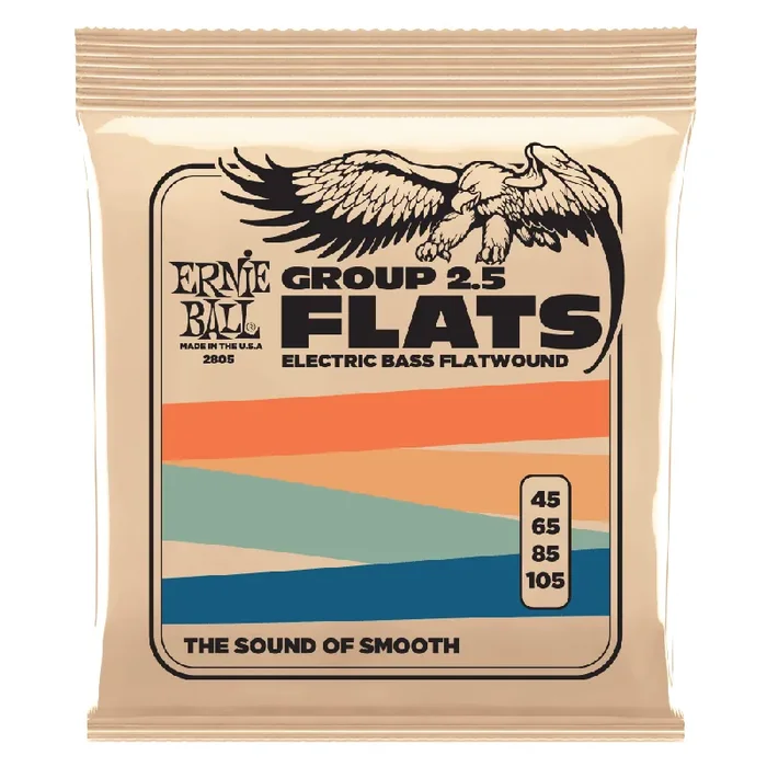 Ernie Ball FLATS Group 2.5 Flatwound 45-105 Bass Guitar Strings, Long Scale [P02805]