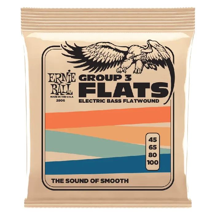Ernie Ball FLATS Group 3 Flatwound 45-100 Bass Guitar Strings, Long Scale [P02806]