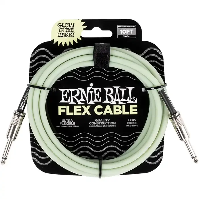 Ernie Ball Flex 10ft / 3m Glow In The Dark Straight Jack – Straight Jack Cable