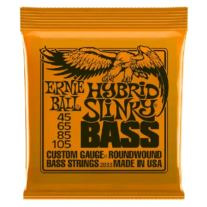 Ernie Ball Hybrid Slinky Nickel Wound 45-105 Bass Guitar Strings, Long Scale
