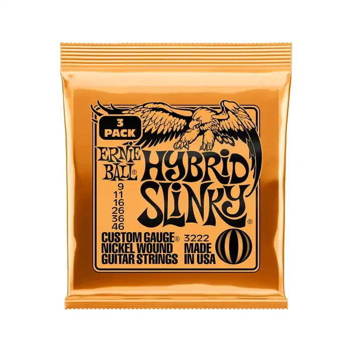 Ernie Ball Hybrid Slinky Nickel Wound Electric Guitar Strings, 9-46, 3 Pack
