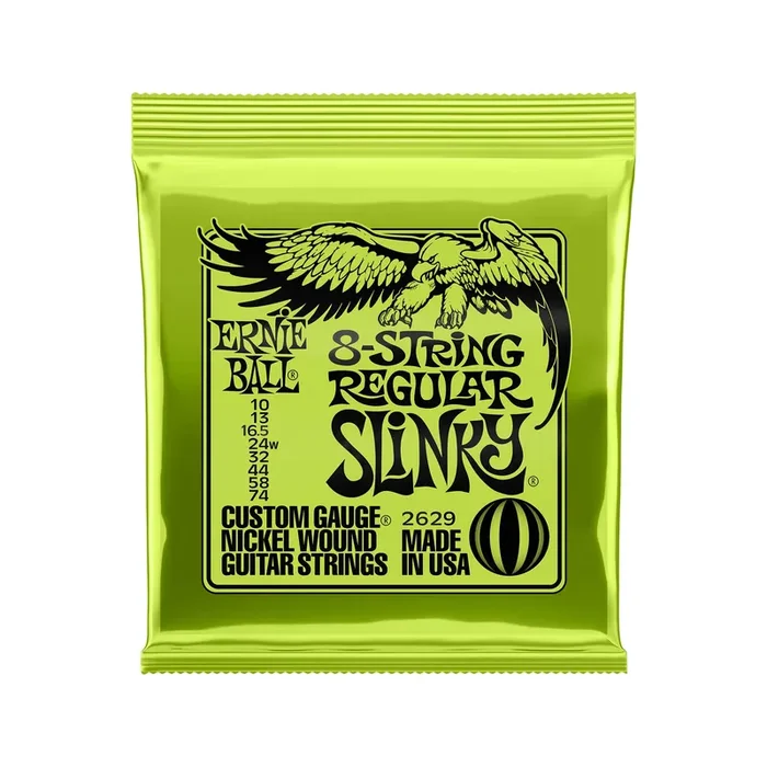 Ernie Ball Regular Slinky 8-String Nickel Wound Electric Guitar Strings, 10-74