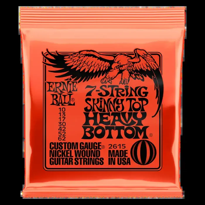 Ernie Ball Slinky Top Heavy Bottom 7-String Nickel Wound Electric Guitar Strings – 10-62