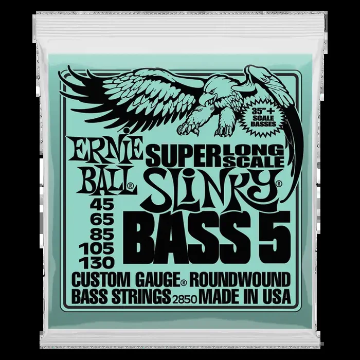 Ernie Ball Super Long Scale Slinky 5-String Bass Strings – 45-130