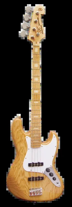 Essex JB Style Bass Guitar Natural Gloss with White Pickguard – Ash Series