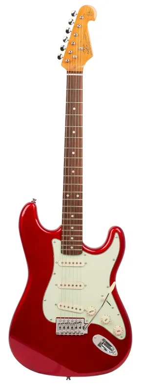 Essex Vintage VES62 Strat Style Electric Guitar in Candy Apple Red with Bag & DVD