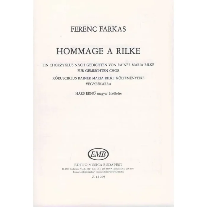 Farkas, Ferenc – Hommage a Rilke