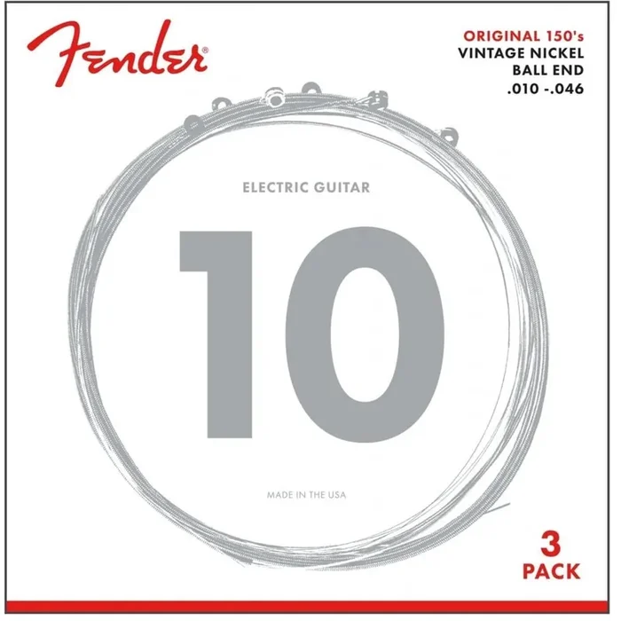 Fender 150R Pure Nickel 10-46 Electric Guitar Strings, 3-Pack