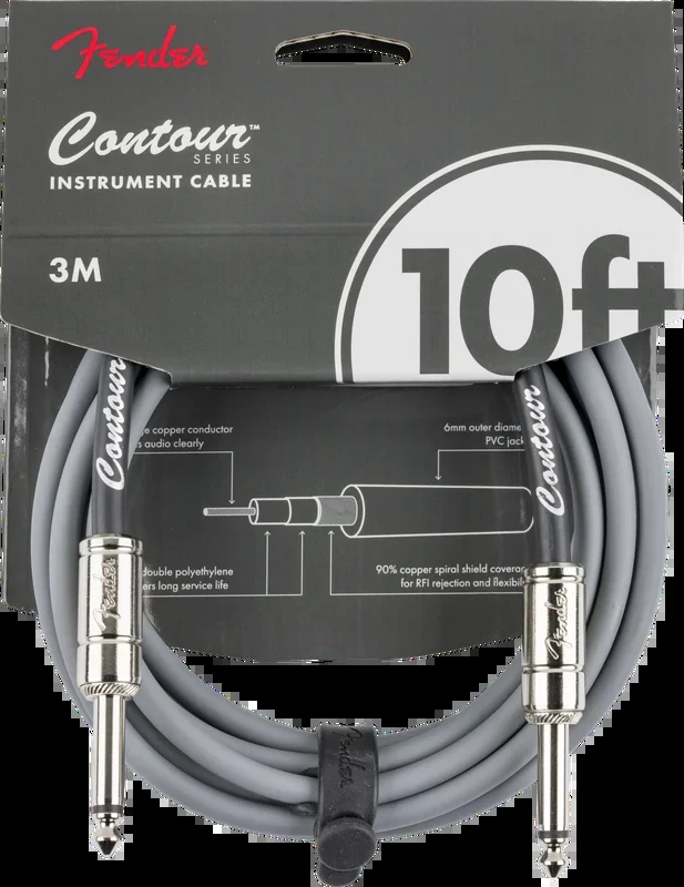 Fender Contour Series 10ft Instrument Cable – Inca Silver