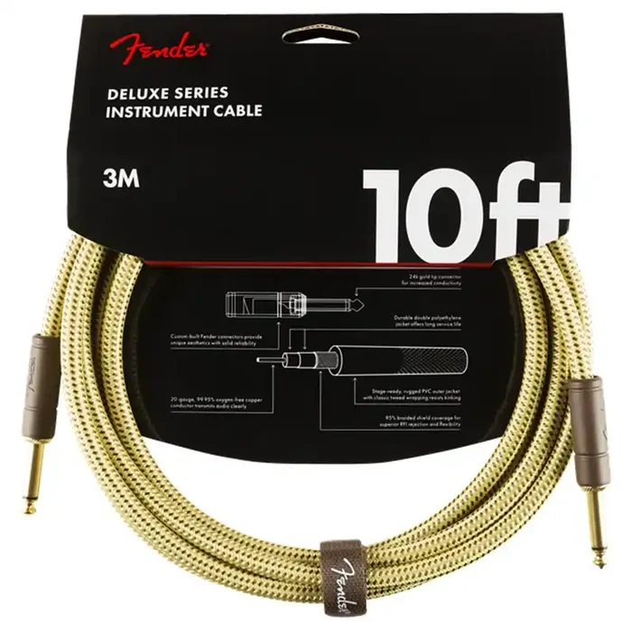 Fender Deluxe 10ft / 3m Straight – Straight Tweed Jack Cable