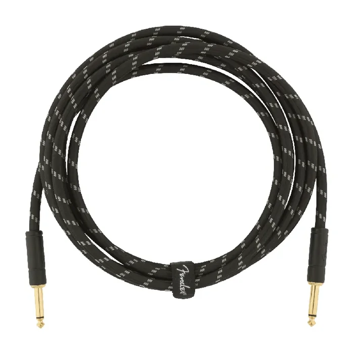 Fender Deluxe Series Black Tweed Instrument Cable, 10‘ (3m), Straight-Straight
