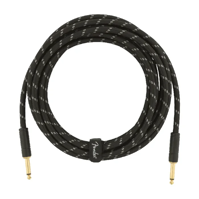 Fender Deluxe Series Black Tweed Instrument Cable, 15‘ (4.5m), Straight-Straight