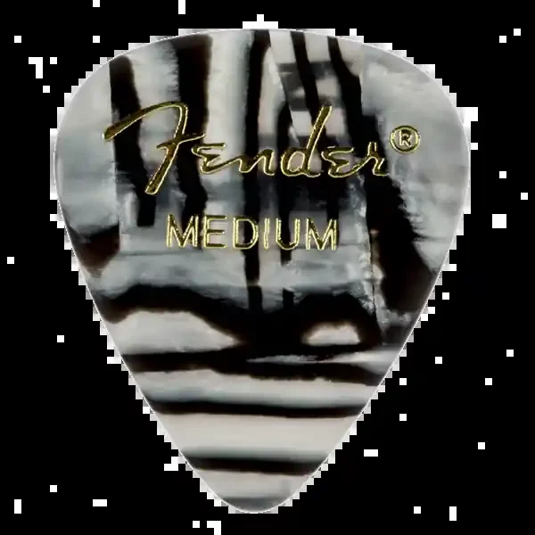 Fender Premium Celluloid Guitar Picks 351 Shape, Zebra, Medium, 12-Pack
