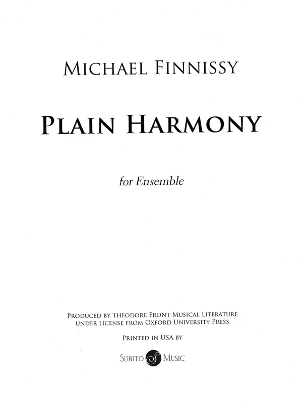 Finnissy: Plain Harmony