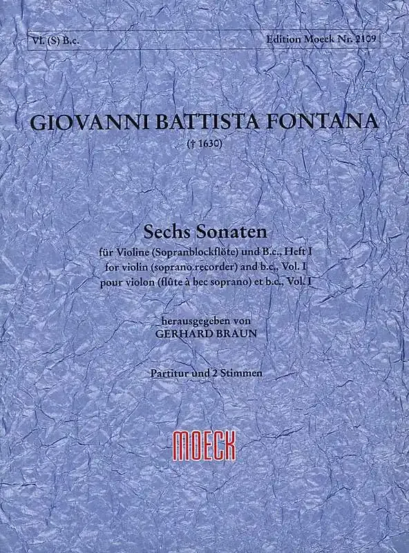 Fontana 6 Sonatas for Violin and Basso Continuo, Vol. 1