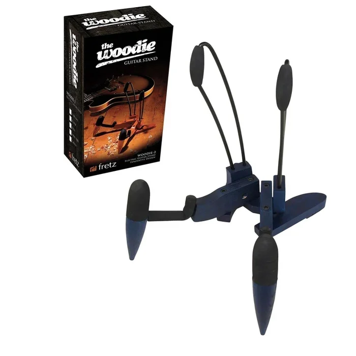 Fretz ‘Woodie 2’ Wooden Folding Electric Guitar Stand (Blue)