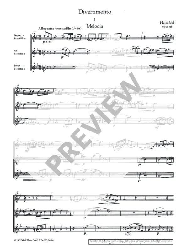 Gal Divertimento for Recorder Trio