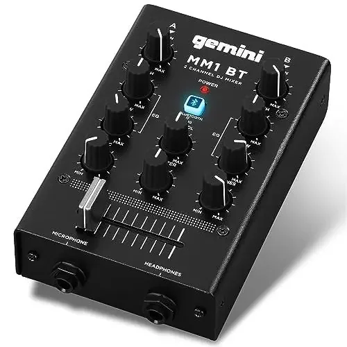 Gemini MM1BT Professional 2-Channel DJ Mixer – Bluetooth Wireless Streaming