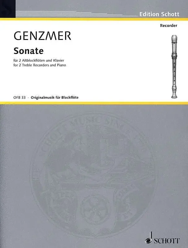 Genzmer Sonata for 2 Treble Recorders and Piano
