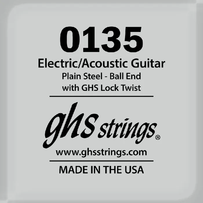 GHS Plain Steel 13.5 (.0135″) Electric/Acoustic Guitar Single String