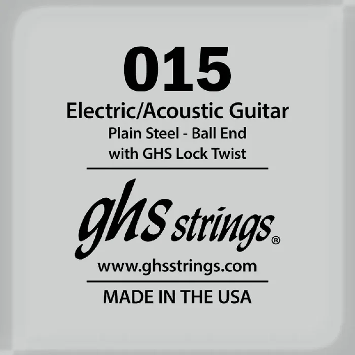 GHS Plain Steel 15 (.015″) Electric/Acoustic Guitar Single String
