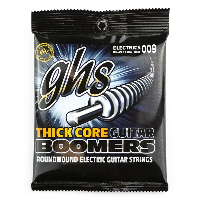 GHS Thick Core Boomers Nickel-Plated Steel 9-43 Electric Guitar Strings, Extra Light