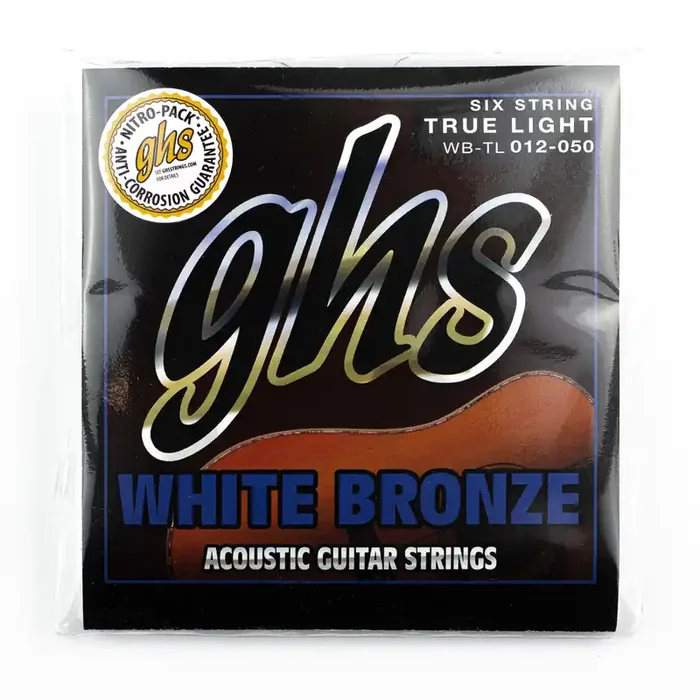 GHS White Bronze Alloy-52 12-50 Acoustic Guitar Strings, True Light