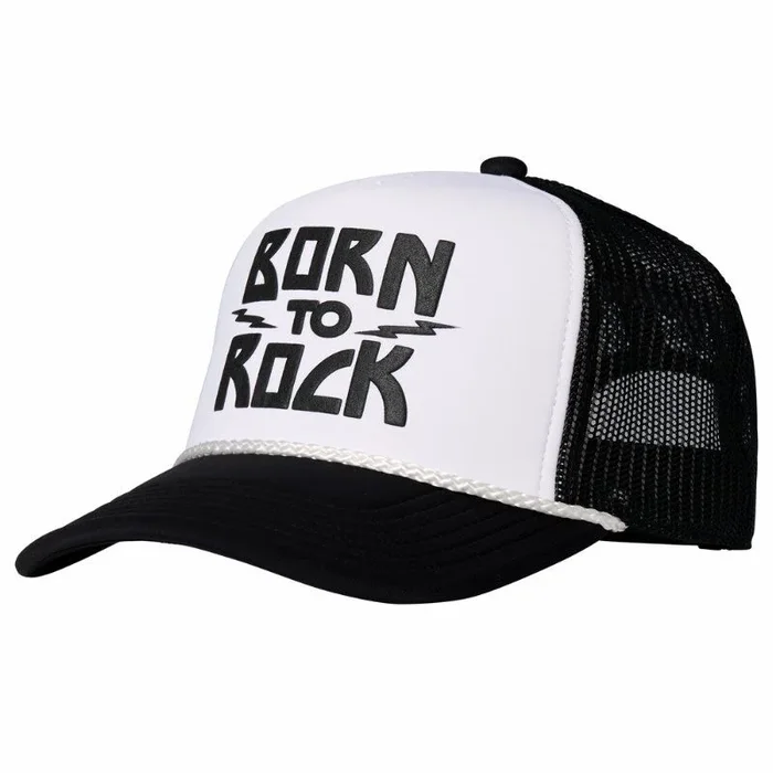 Gibson Kids Born 2 Rock Black/White Trucker Hat, Adjustable Snap Closure