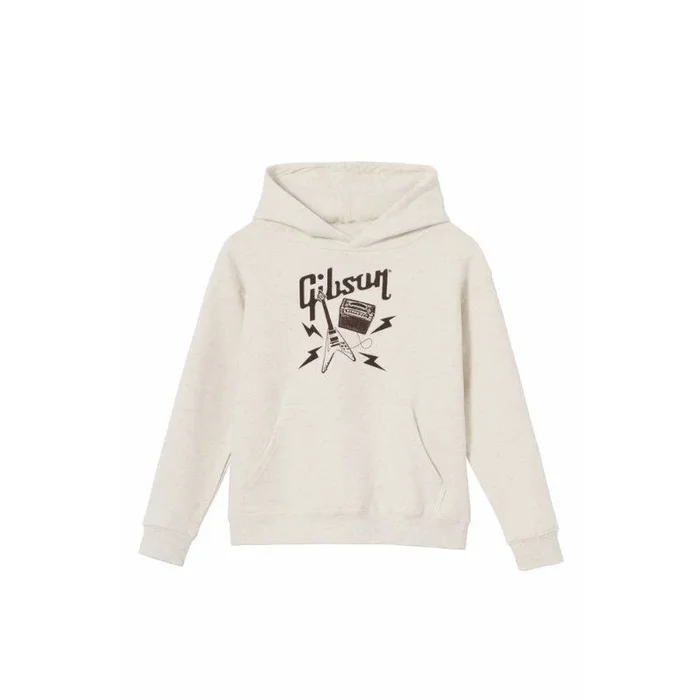 Gibson Kids Flying V Pullover Hoodie Cream Medium 50/50 Cotton/Polyester