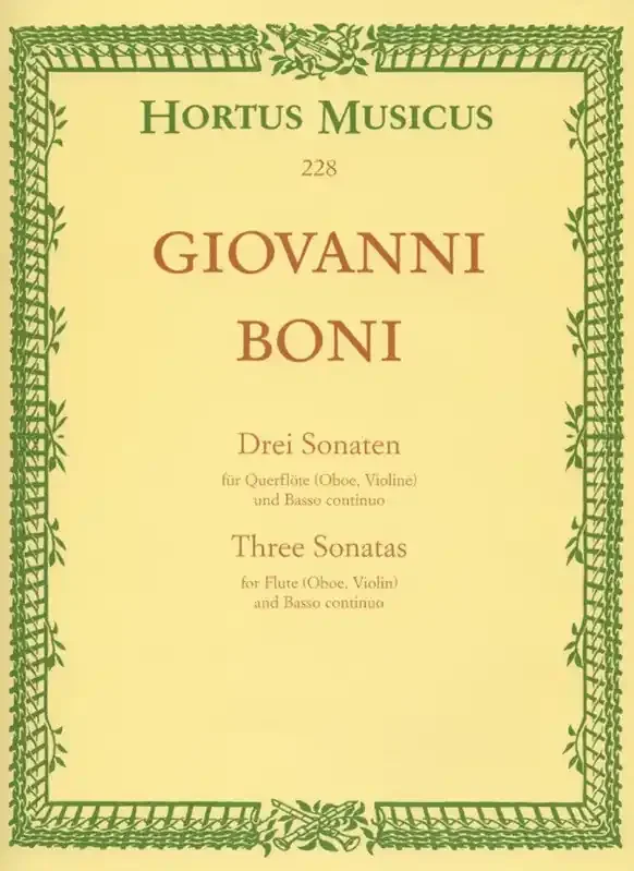 Giovanni Boni Three Sonatas (for Flute and Basso Continuo)