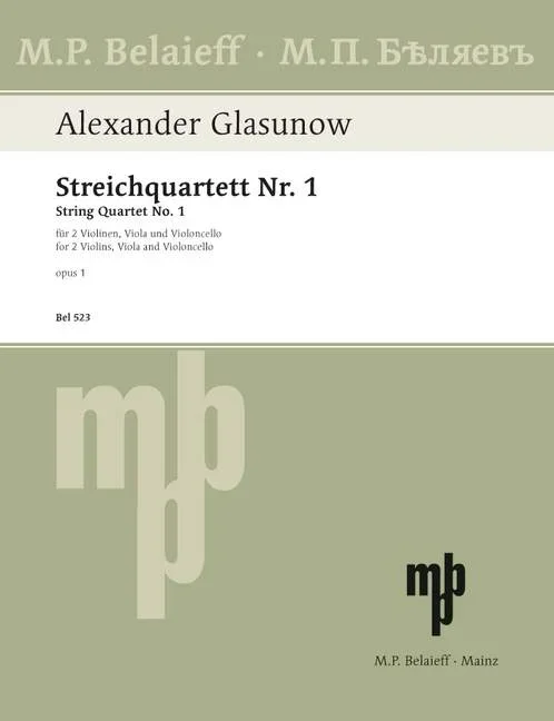 Glazunov, Alexander : Glazunov, Alexander : String Quartet No 1 D major, – string quartet – Schott Digital