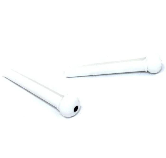 GT Acoustic Guitar ABS Bridge Pins in White Finish with Black Dot (Pk-24)