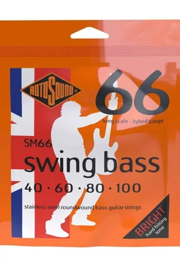 Guitar String: Rotosound Swing Bass Sm66 Stainless Steel Roundwound 40-100 Long Scale/Hybr
