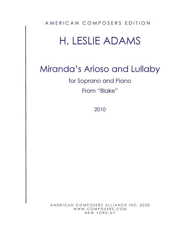 H.L. Adams: No, Sweet Mistress (Miranda’s Arioso and Lullaby)