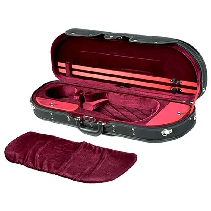 Half Moon Lightweight Violin Case Black/Wine with Velour Interior and Bow Holders