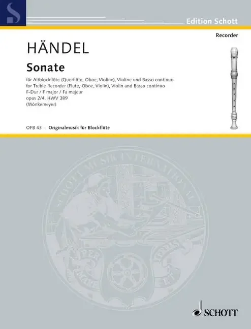 Handel Sonata in F Major for Treble Recorder, Violin and Basso Continuo