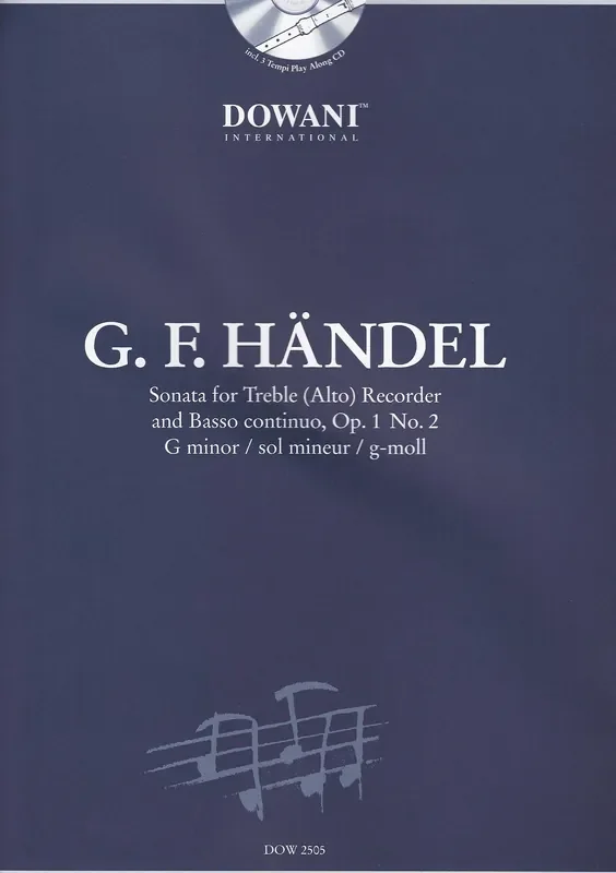 Handel Sonata in G Minor for Treble Recorder and Basso Continuo – with 3 Tempi Play Along CD