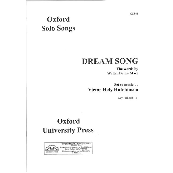 Hely Hutchinson, Victor – Dream Song