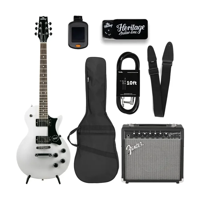 Heritage Ascent Collection H-150 Electric Guitar Bundle, White