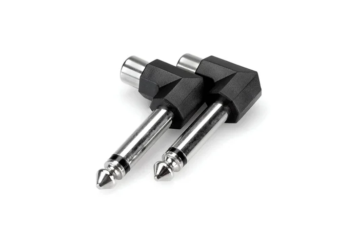 Hosa Right-angle Adaptors, RCA to 1/4 in TS, 2 pc