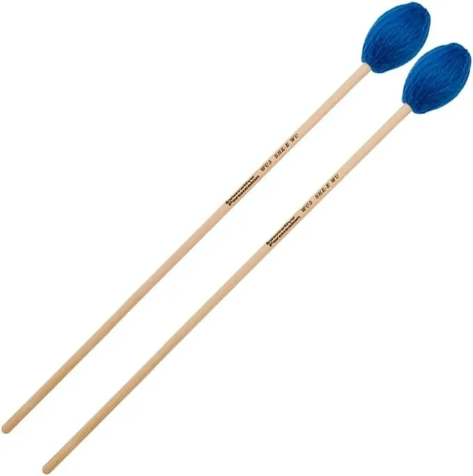 Innovative Percussion She-E Wu Series WU3 Medium Marimba Mallets – Electric Blue Yarn – Birch – Pair