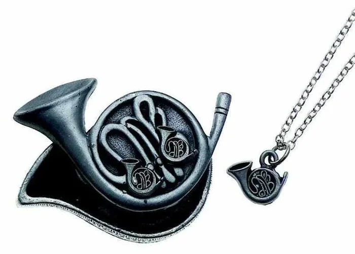 Jewelry Box Pewter French Horn
